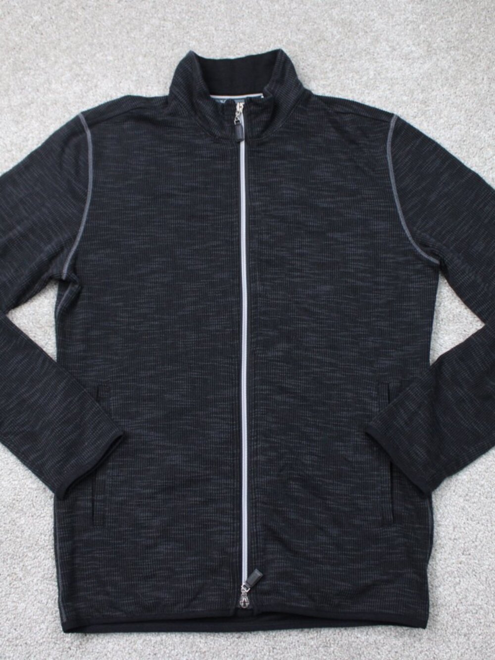 Robert Graham Sweatshirt Mens Small Black Classic Fit Rayon/Cotton Full Zip L/S